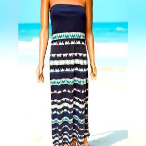 Hurley Tube Top Maxi Dress Blue Size Large